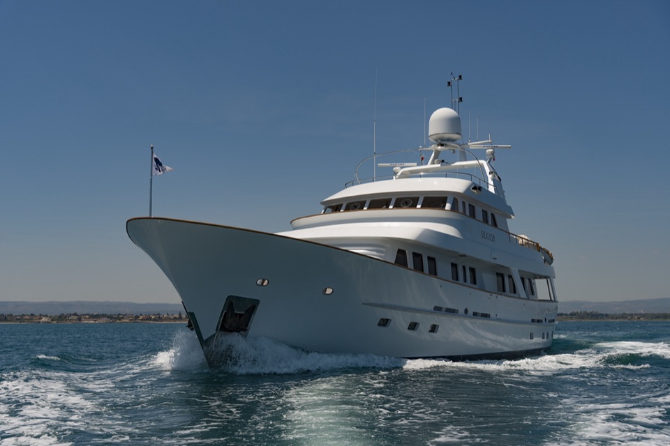 Classic Dutch yacht Sealion (38 m) running in open water